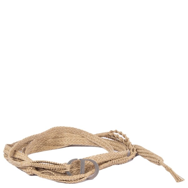 66424-1 Auth Christian Dior Natural 2020 CD Buckle Braided Rope Gürtel