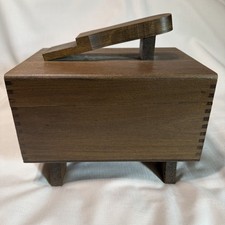 Vintage KIWI HandCrafted Shoe Shine Groomer Valet DOVETAIL WOOD BOX w/ FOOT REST
