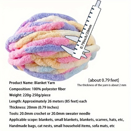 2pcs 500g Thick Chenille Yarn for Making Blankets, DIY Pet Nest, Knitted yarn - Picture 12 of 21