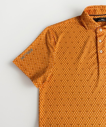 RLX Ralph Lauren Men's Size M Pro Fit Golf Ball & Tee Print Polo Shirt Peach - Picture 12 of 20
