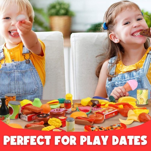 120 Piece Deluxe Pretend Play Food Toy Tasty Treats Plastic Cooking and Groce... - Picture 6 of 7
