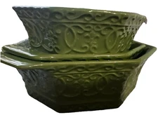 Temp-tations By Tara Baking/Serving Bowls 3 Piece Set Oven-Microwave Safe Green