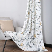 Window Treatment Curtain for Dorm and Sliding Door, Classic Birds and Leaves ...