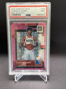 2022 Panini Donruss Optic - RR, Shaedon Sharpe #249 Pink Velocity/79  PSA 9