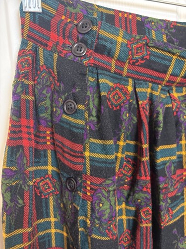 Falda midi vintage Lee David floral a cuadros vacaciones tartán oscuro Academia 14 - Imagen 7 de 8