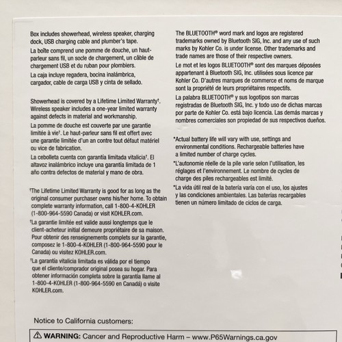 KOHLER Moxie Soffione Doccia Impermeabile Bluetooth Altoparlante Wireless Spazzolato Nicke NUOVO - Foto 10 di 11
