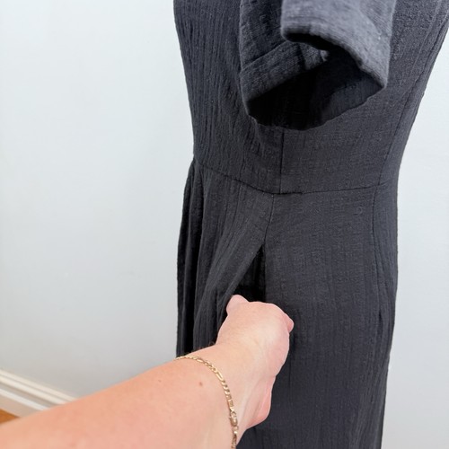 St Frock Black Cotton Shirt Dress Size S Button Front Pockets Midi Vintage Style - Bild 8 von 15