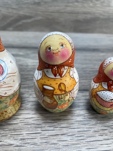 Set Of 5 Rare Russian Nesting Dolls - Handmade In Russia- Wooden Vintage - Bild 3 von 5