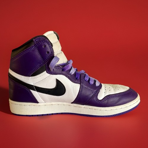 Air Jordan lila/weiß Leder Jordan 1 Retro High Court Sneaker Größe 6,5Y 😎 - Bild 4 von 10
