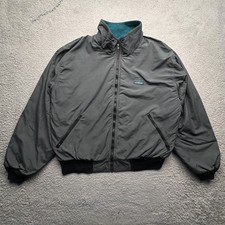Vintage 90s LL Bean Warm Up Jacket Fleece Lined Mens Large Gray Teal Green