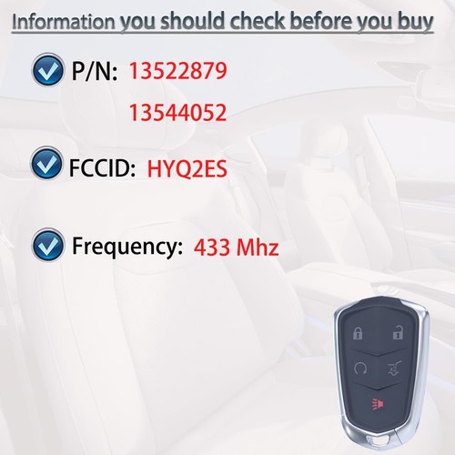 Schlüsselanhänger Keyless Entry passend für Cadillac XT4 XT5 XT6 2020 2021 2022 2023 Smart... - Bild 2 von 8