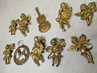 10 VINTAGE NOSTALGIC CHRISTMAS TREE DECORATIONS GOLD ANGELS ! FREEPOST*