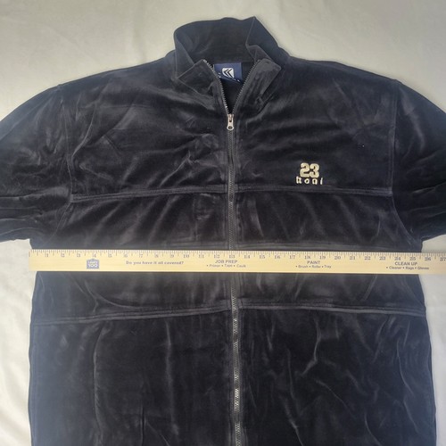 Vintage Karl Kani Velour Trainingsjacke Herren XL schwarz weiß Logo Samt Hip Hop 90er - Bild 4 von 8