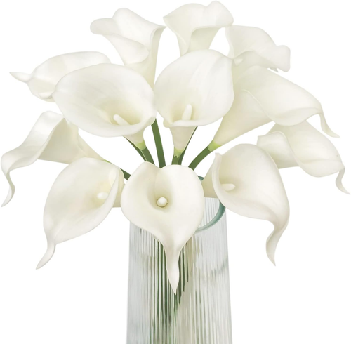 12Pcs Artificial Flowers Faux White Calla Lily Bouquet Wedding Bride Shower - Picture 7 of 12