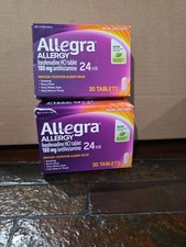 2 Allegra 24 Hour Allergy Relief Tablets Fexofenadine 30 Count Each Exp 02/11/26