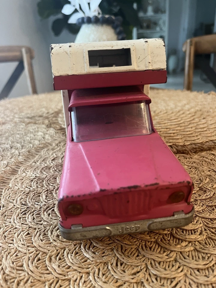 Mini camión cámper Tonka vintage prensa rosa juguete de acero Foto 3 de 4