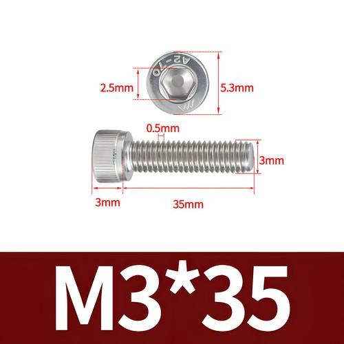 M3 DIN 912 Zylinderschrauben Innensechskant Zylinderkopf Edelstahl A2 A4 VA M3x - Bild 26 von 35