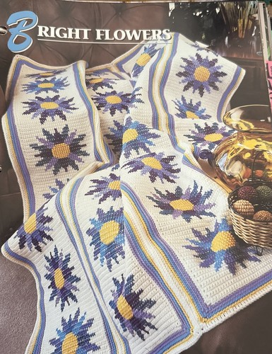 CROCHET Annie’s Afghan Quilt Club ~ “Bright Flowers” ~ PATTERN ~ - Picture 1 of 2
