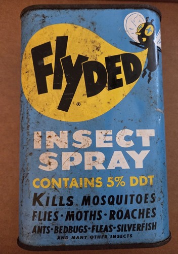 Fly Ded leere Insekten Spraydose 5% DDT Vintage Antik Display blau