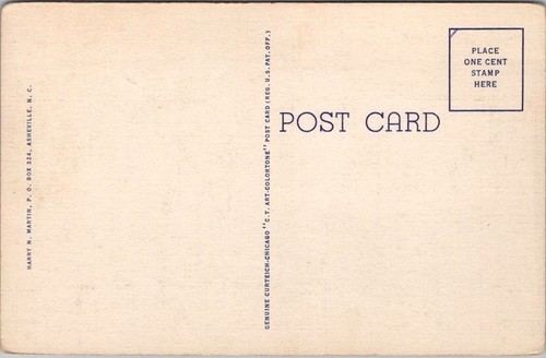 1939 "Grüße aus HIGHLANDS N.C." Großbrief Postkarte North Carolina LEINEN - Bild 2 von 2