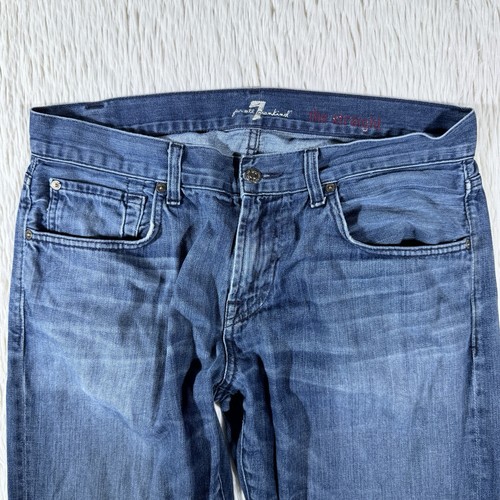 7 FOR ALL MANKIND Medium Wash Mid Rise The Straight Denim Jeans Women's Size 33 - Picture 21 of 24