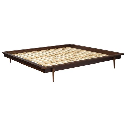 Pemberly Row Mid-Century Solid Wood King Platform Bed in Walnut