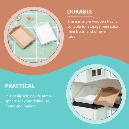 2 Pcs Mini Kitchen Furniture Snack Food Wood Tray Micro Scene Service - Bild 11 von 12