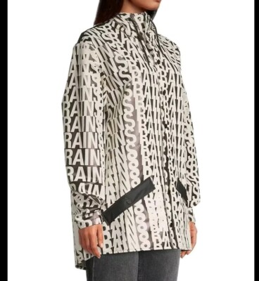 Rains Jacket Pre Womens Medium Black Fossil Monogram Rain Jacket *no Smell*