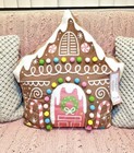 Cupcake and Cashmere Gingerbread House Decorative Plush Throw Pillow Pastel Pink