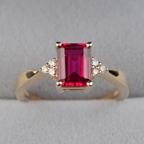 925 Sterling Silber Rosa Rubin Ring Lab Created Edelstein Damen Minimal Ring
