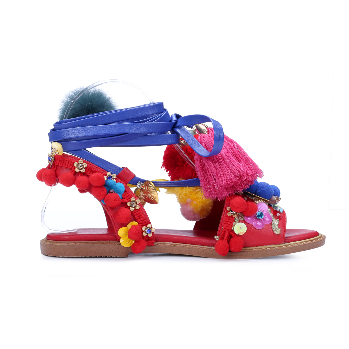 Women POMPOM Gladiator Gladiator Gladiator Tassel Rhinestones Sandal Lace Up Ankle Strap Hoho shoes 4f06d6 Women POMPOM Gladiator Gladiator Gladiator Tassel Rhinestones Sandal Lace Up Ankle Strap Hoho shoes 4f06d6