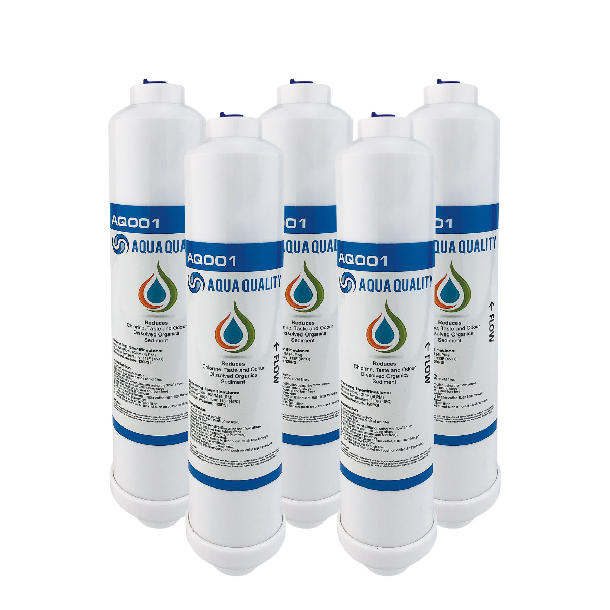 5 x In Line Water Filters for Undersink Drinking Water Filter Systems