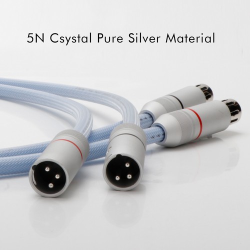 Pair 5N Solid Pure Silver Wire XLR Balanced Plug Audio Signal Interconnect Cable - Picture 7 of 11