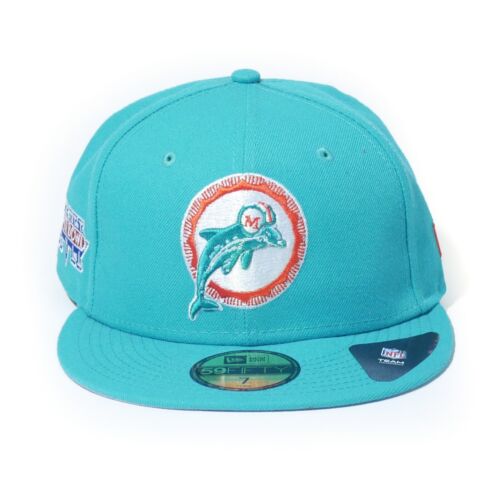 New Era Miami Dolphins Super Bowl XVII Pink Bottom UV Fitted Hat Club - Picture 1 of 4