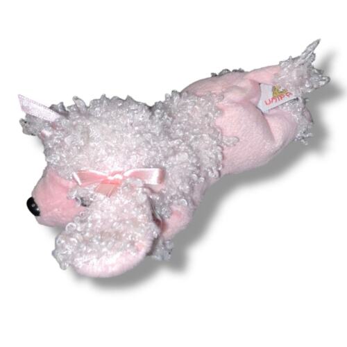 Unipak Plush Poodle Dog Pup Nursery Decor Stuffed Animal Ribbon Bows Pink 7" - Picture 3 of 7