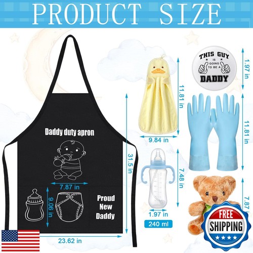 Cotwinter 7 Pcs Daddy Duty Apron Diaper Duty Apron New Dad Gifts for Baby Sho - Picture 2 of 5