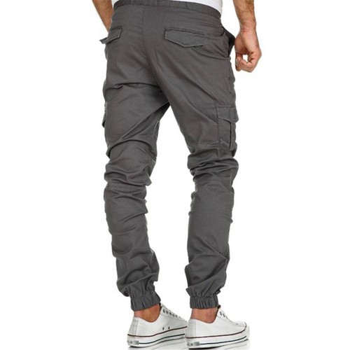 Men Drawstring Cargo Elastic Waist Pants Casual Work Combat Trousers Sweatpants - Picture 12 of 20
