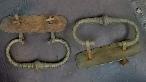 Truhengriffe antik, Messing Paar - Bild 2 von 2