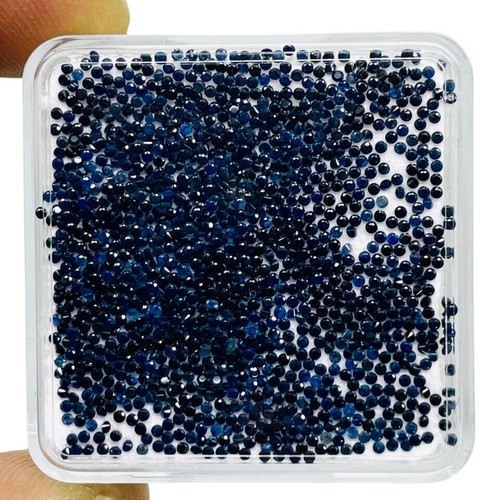 12 einzelne dunkelblaue runde Saphire dark blue ca 0,9 mm round facet Afrika b2 - Bild 3 von 4