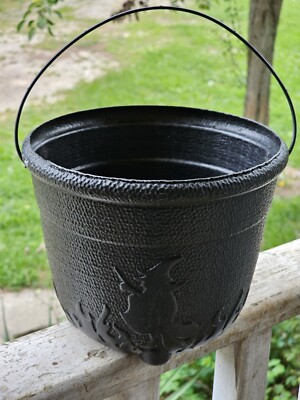 Witches Cauldron General Foam Plastics Blow Mold Candy Pail Bucket Halloween Vtg
