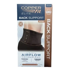 Copper Fit Elite Back Support AirFlow Back Brace Adjustable Double-Band 30-50"