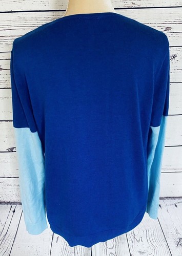Vince Camuto Women’s Large Petite Sweater Blue V Neck Knit Lightweight Soft - Picture 6 of 8