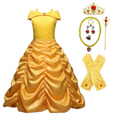 Princess Belle Off Shoulder Layered Costume Party Dress With Accessories 2-10T