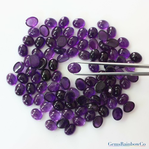 Afrikanischer Amethyst natürlicher Cabochon oval lila Edelstein 5x3 mm bis 10x8 mm in vielen Mengen - Bild 3 von 8