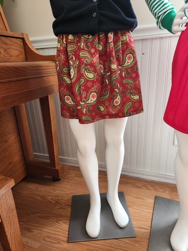 Handmade Red Paisley Little Girls Skirt - Picture 2 of 4