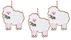 Sheep Christmas Tree Decorations Gisela Graham Gingerbread Farmyard Lambs x 3