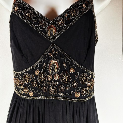 Abito donna Pisarro Nights 6 spalline nero con motivo PIZZO e perline - Foto 2 di 11