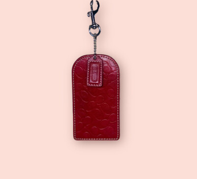 COACH ラゲッジタグ 千鳥格子柄 Luggage Tag ピンク レッド コーチ Coach ラゲッジタグ 千鳥格子 Luggage Tag ピンクレッド