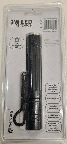 MERCURY 3W LED SLIM TORCH WEATHERPROOF *D58 - Picture 2 of 2