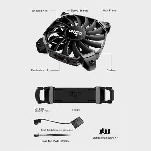 Ventilador de refrigeración turbo de doble hoja 120 mm estuche de computadora ventilador de PC chasis radiante Aigo - Imagen 10 de 22